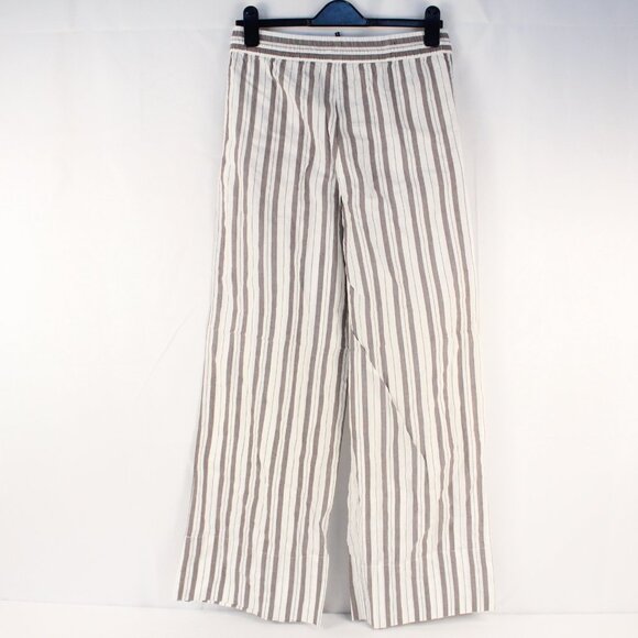 ME+EM Summer Stripe Beach Trousers in Chocolate Brown/Soft White Size US 6 - NWT - Picture 3 of 9